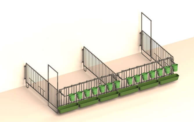 KERBL Modulare Zaunaufstallung Doppelset für 2x5er-Kälbergruppe mit Wandbefestigung